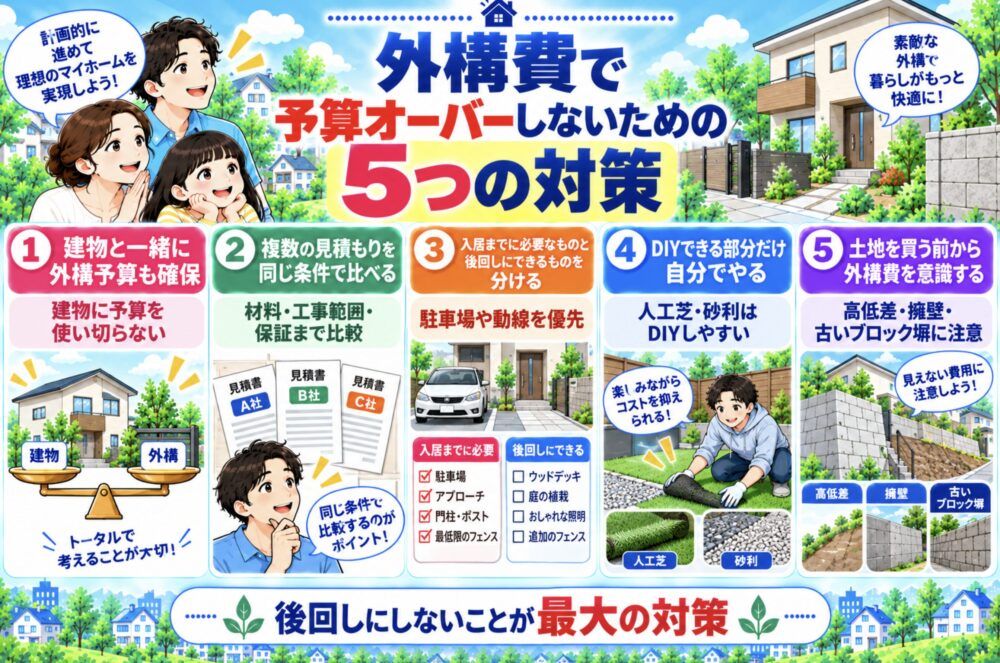 外構費で予算オーバーしないための5つの対策
