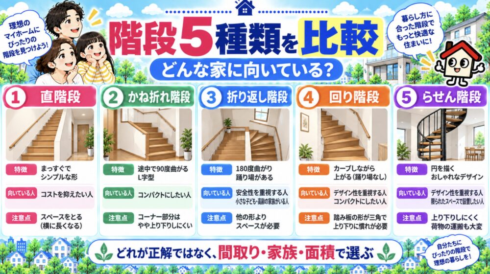 階段5種類を比較｜どんな家に向いている？