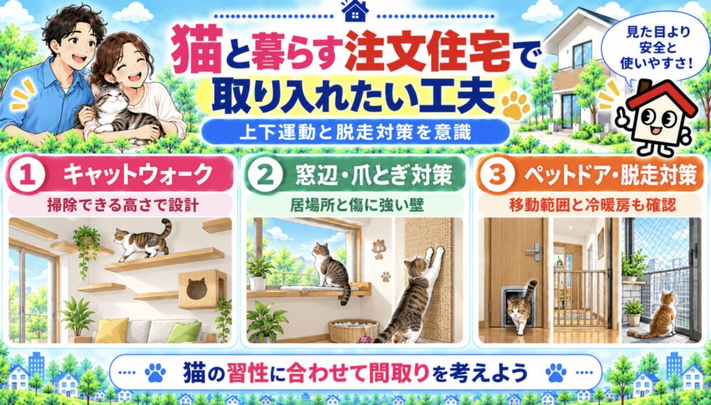 猫と暮らす注文住宅で取り入れたい工夫