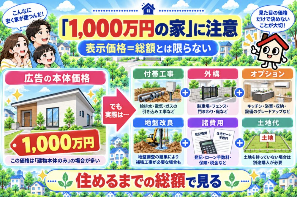 「1,000万円の家」が1,000万円で完成するとは限らない