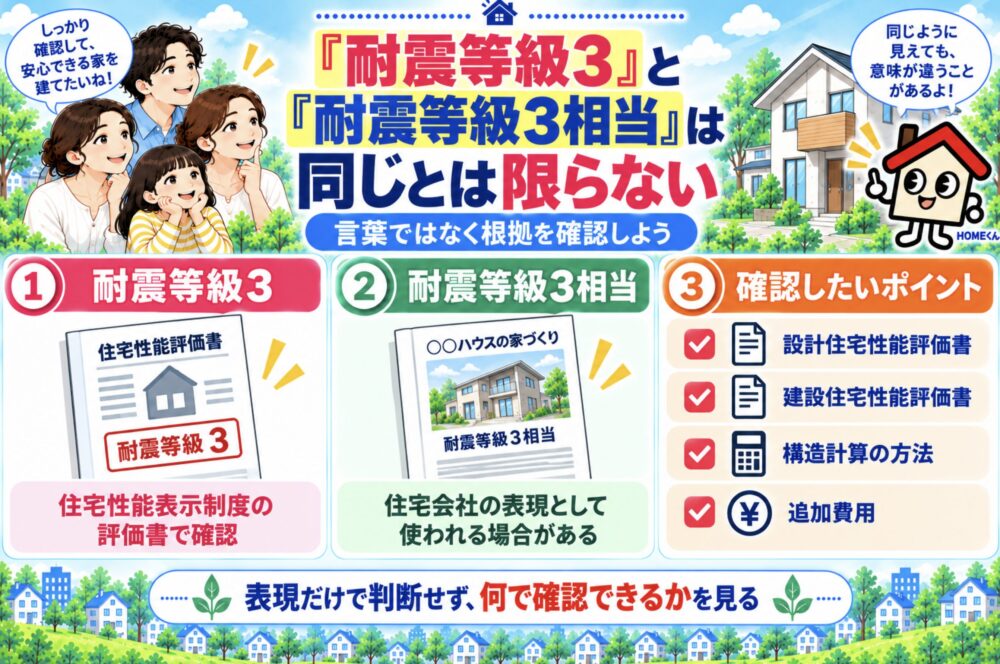 「耐震等級3」と「耐震等級3相当」は同じとは限らない