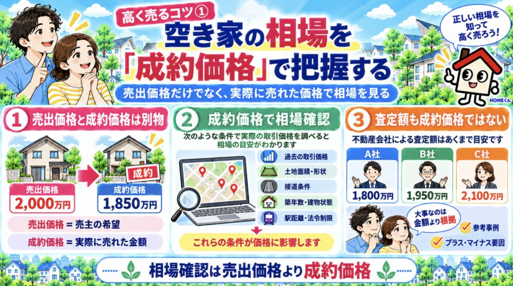 高く売るコツ① 空き家の相場を「成約価格」で把握する