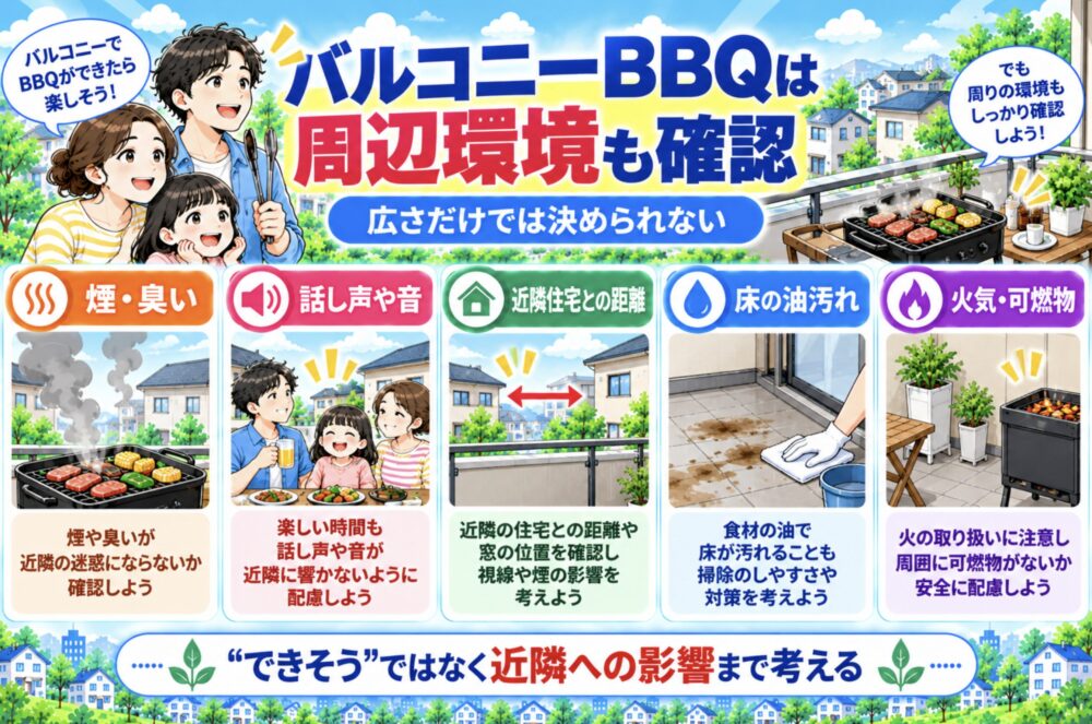 バルコニーでBBQをしたいなら周辺環境も確認