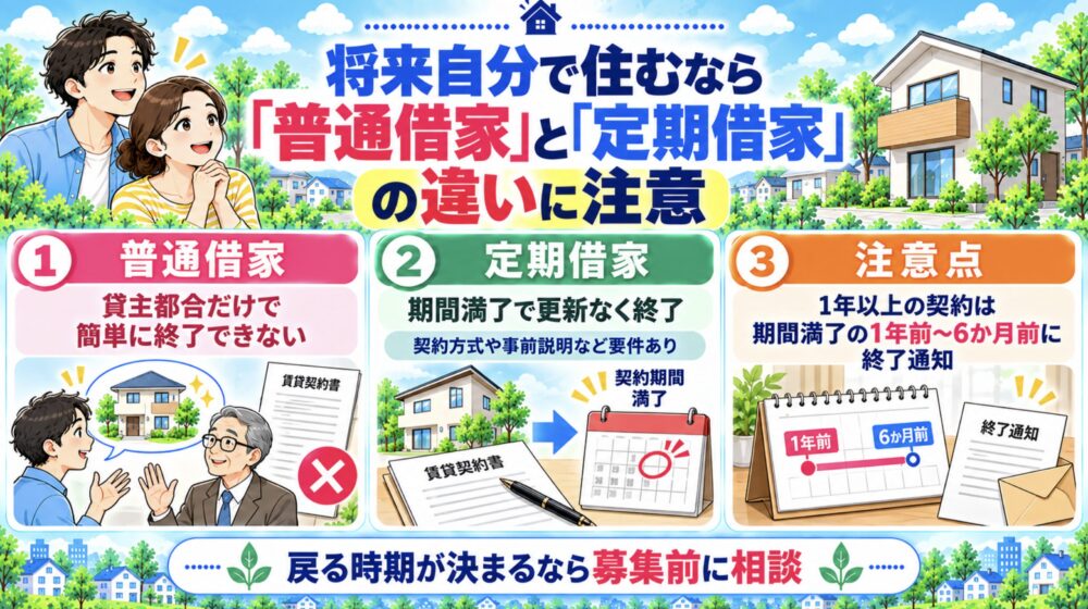 将来自分で住むなら「普通借家」と「定期借家」の違いに注意