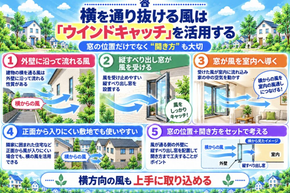 横を通り抜ける風は「ウインドキャッチ」を活用する