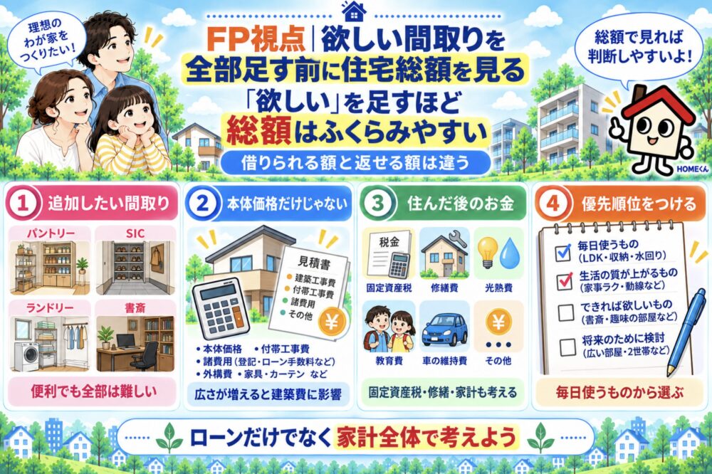 FP視点｜欲しい間取りを全部足す前に住宅総額を見る