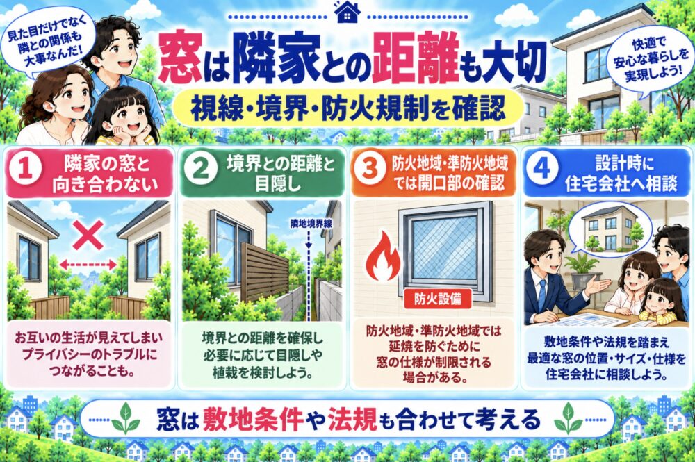 宅建士視点|窓は隣家との距離と防火規制も確認したい