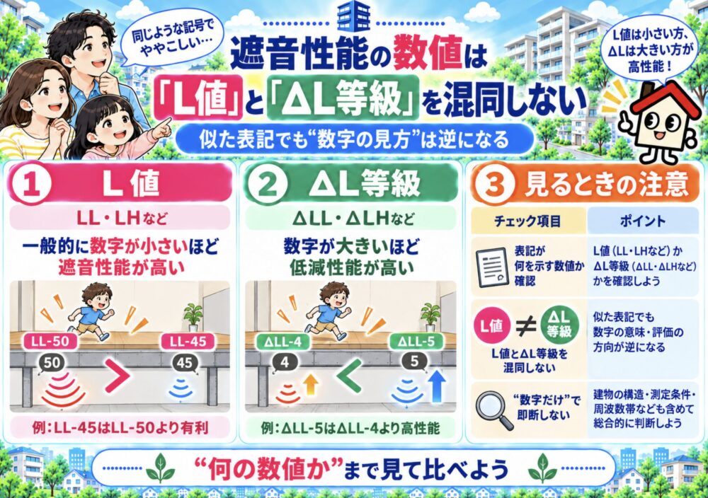 遮音性能の数値は「L値」と「ΔL等級」を混同しない