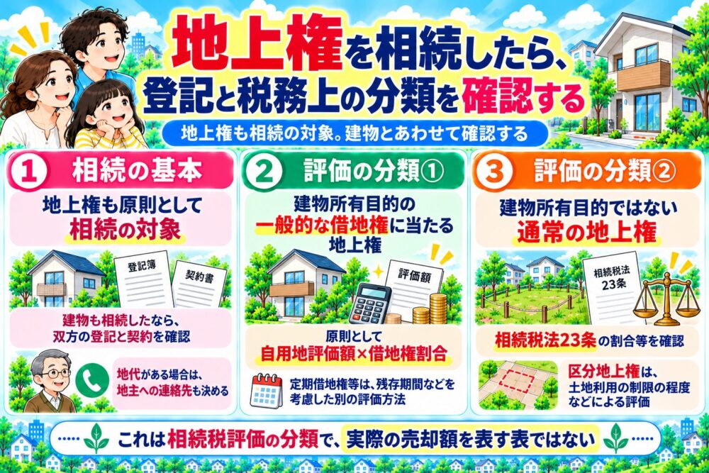 地上権を相続したら、登記と税務上の分類を確認する
