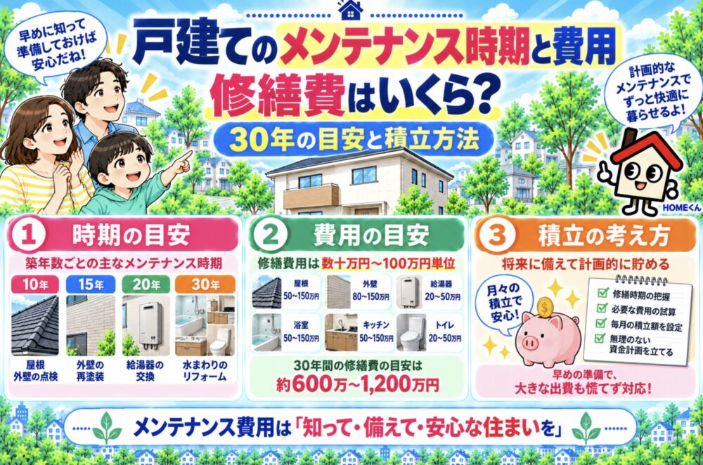 戸建てのメンテナンス時期と費用｜修繕費はいくら？30年の目安と積立方法