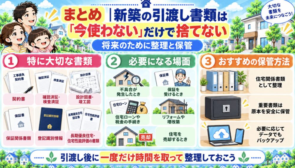 まとめ|新築の引渡し書類は「今使わない」だけで捨てない