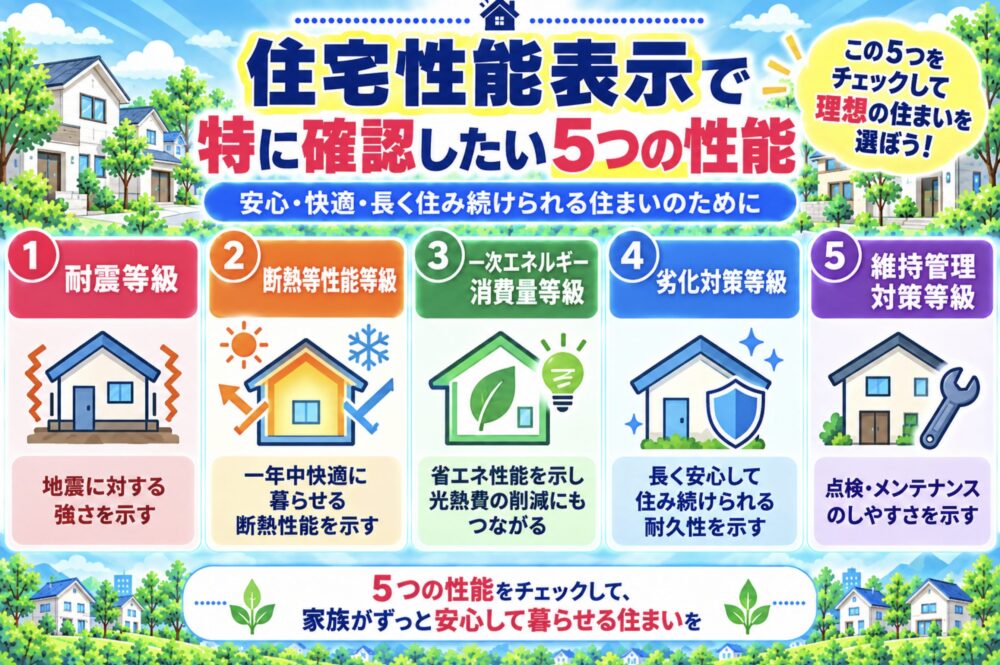 住宅性能表示で特に確認したい5つの性能