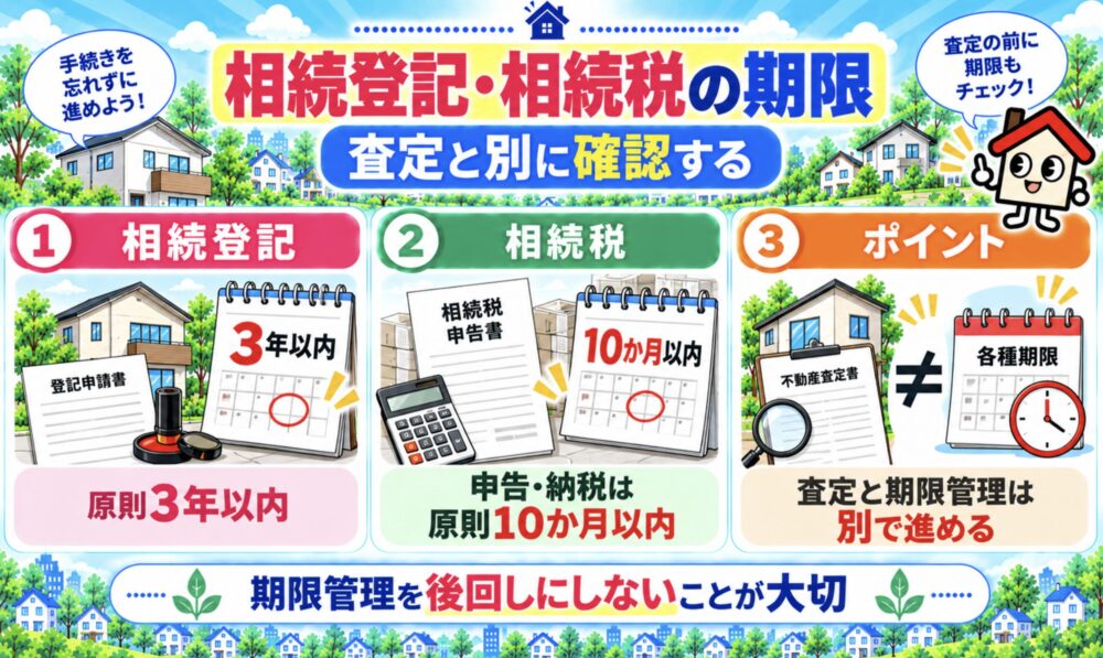 相続登記・相続税の期限は、査定と別に確認する