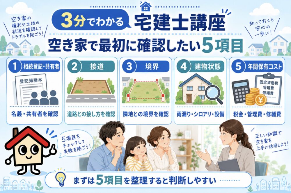 3分でわかる宅建士講座｜空き家で最初に確認したい5項目