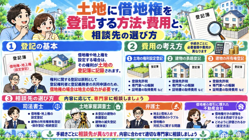 土地に借地権を登記する方法・費用と、相談先の選び方