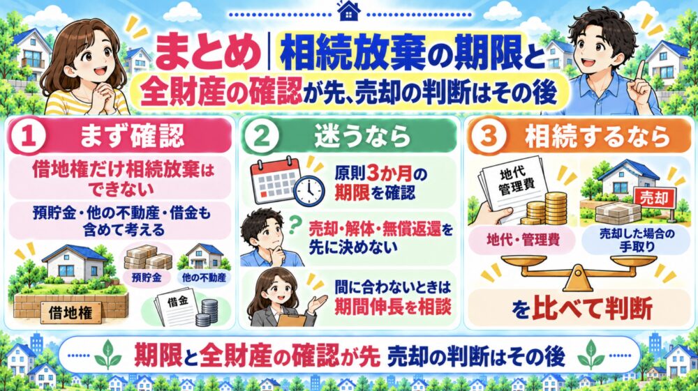 相続放棄の期限と全財産の確認が先、売却の判断はその後　借地権