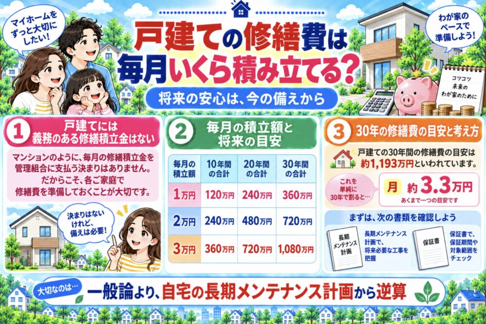 戸建ての修繕費は毎月いくら積み立てる？
