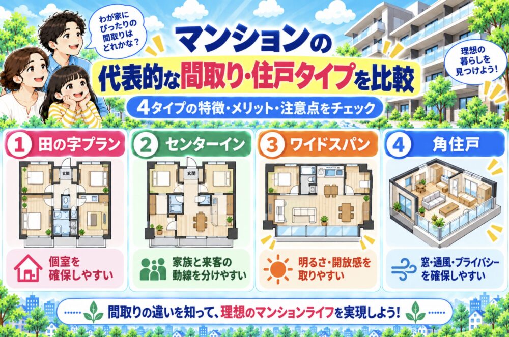 マンションの代表的な間取り・住戸タイプを比較
