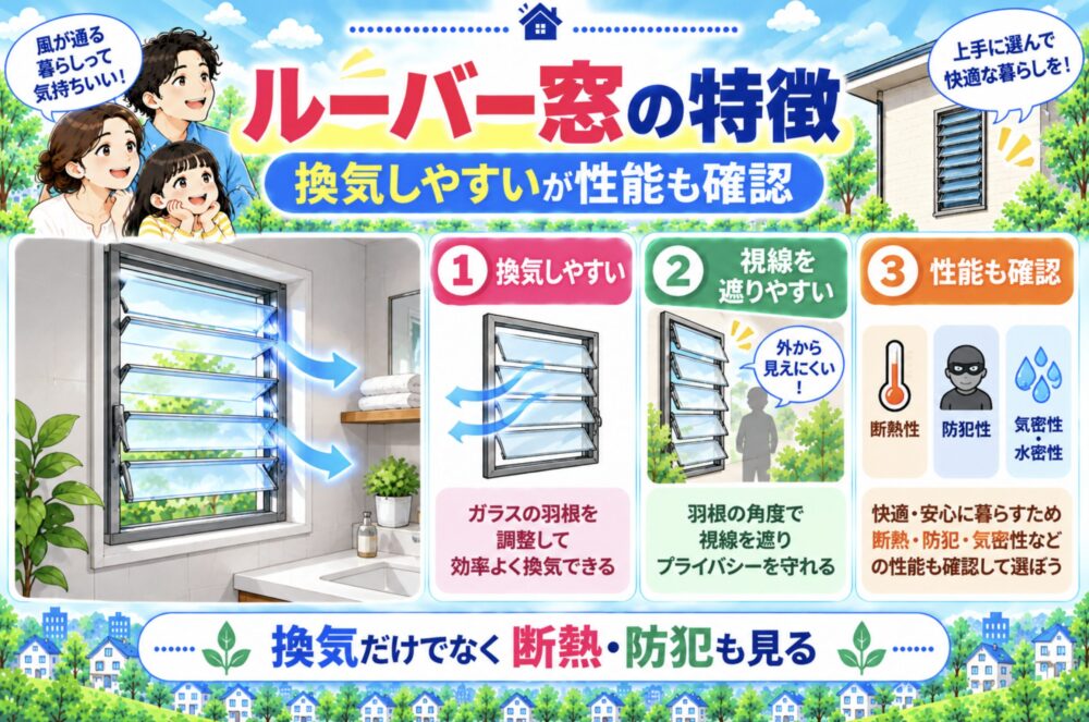 ルーバー窓|換気しやすいが性能も確認して選びたい