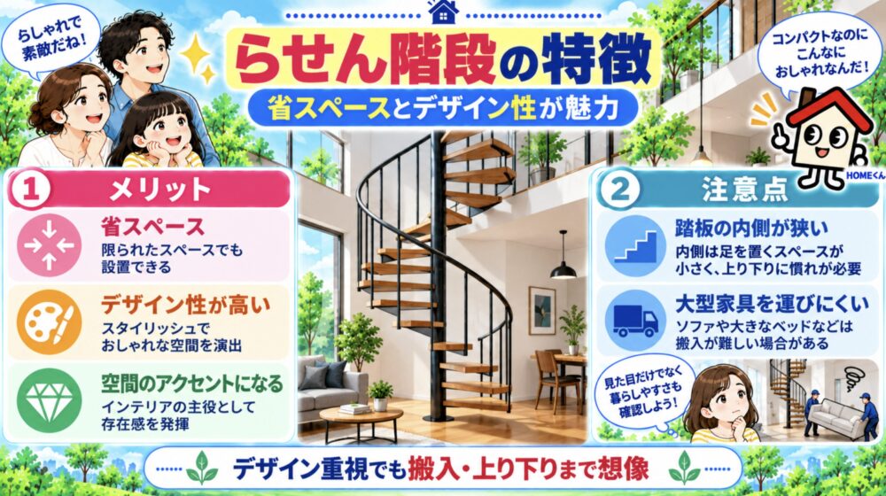らせん階段の特徴｜省スペースとデザイン性が魅力