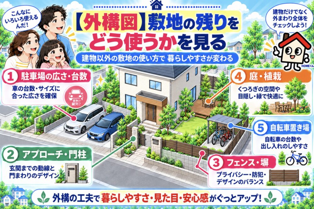 【外構図】敷地の残りをどう使うかを見る