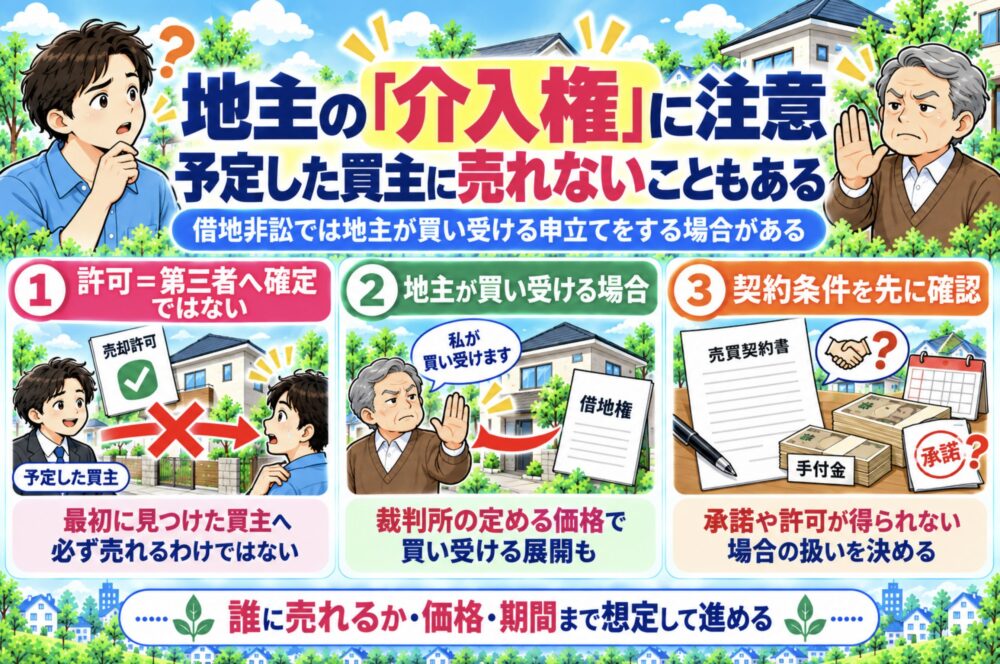 地主の「介入権」が行使されると、予定した買主に売れない場合がある　借地権