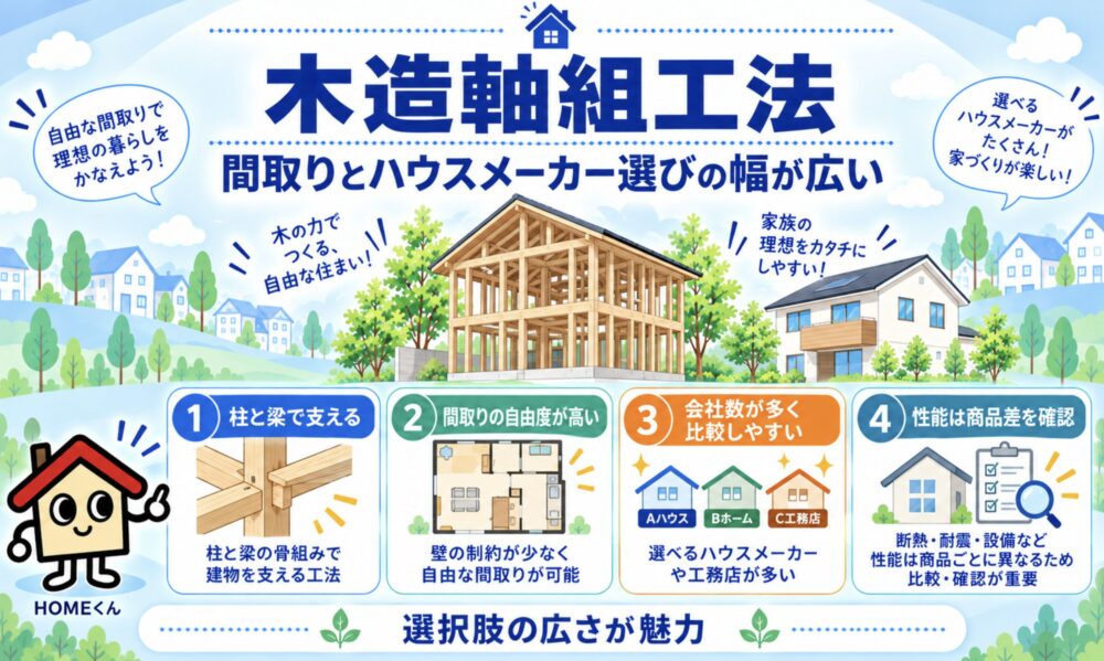 木造軸組工法|間取りとハウスメーカー選びの幅が広い