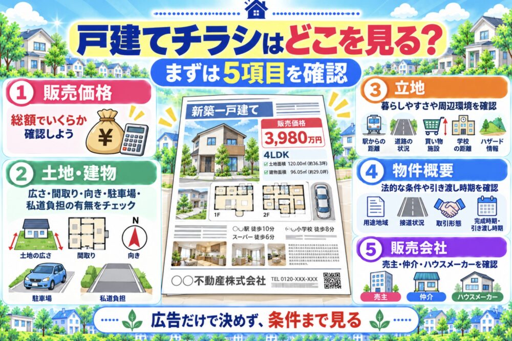 戸建てチラシはどこを見る?まずは5項目を確認