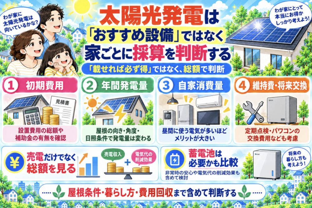 太陽光発電は「おすすめ設備」ではなく家ごとに採算を判断する