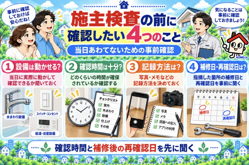 施主検査の前に住宅会社へ確認しておきたい4つのこと