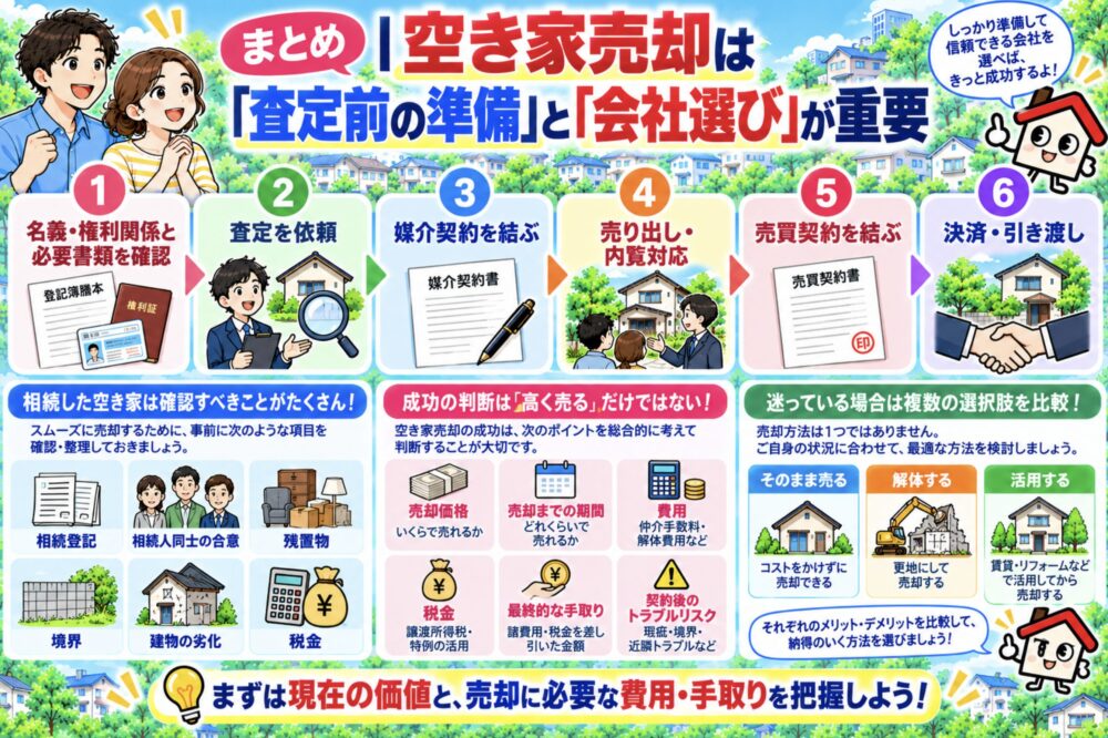 まとめ｜空き家売却は「査定前の準備」と「会社選び」が重要
