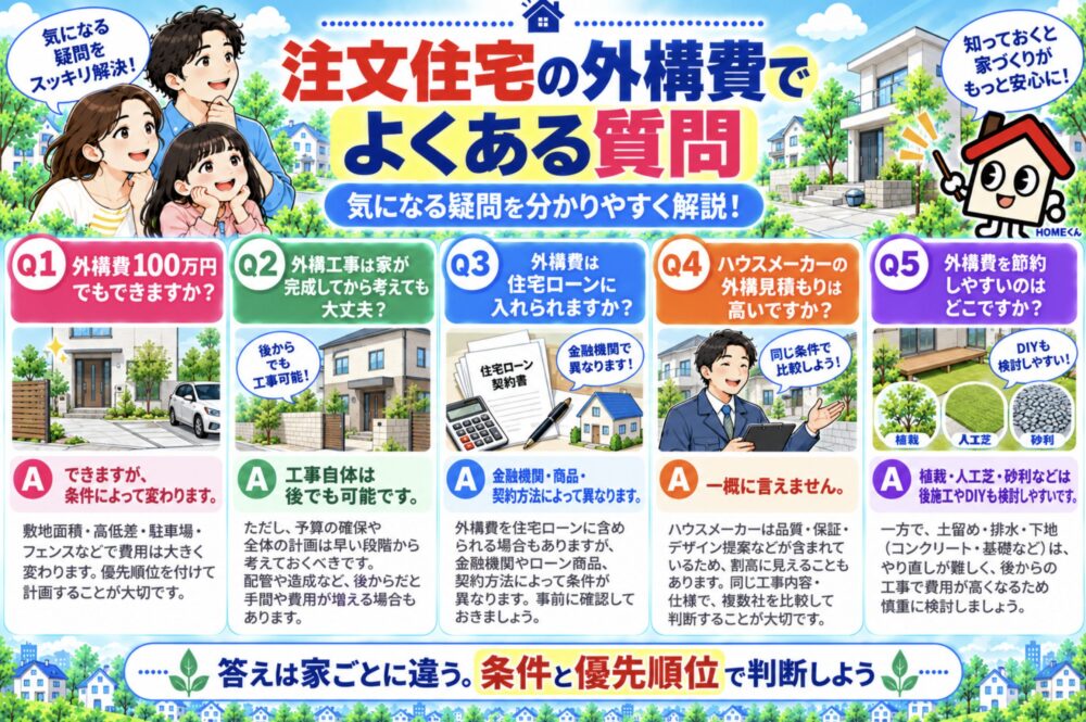 注文住宅の外構費でよくある質問