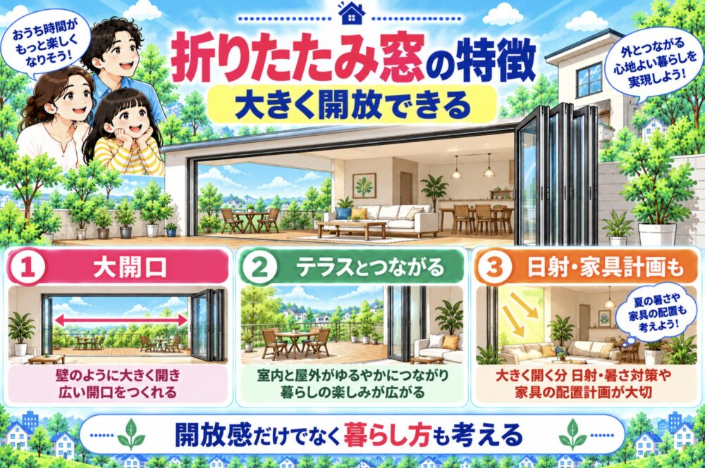 折りたたみ窓|大きく開放できるが使い方を先に考える