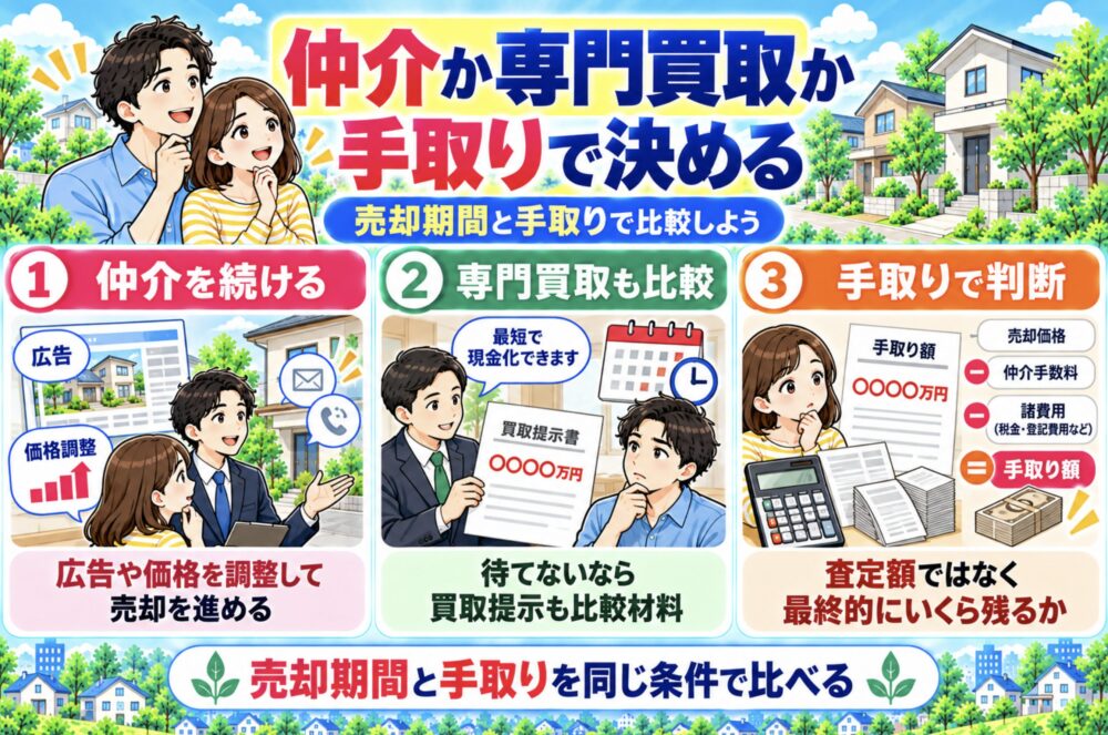 仲介を続けるか、専門買取も比較するかは売却期間と手取りで決める 借地権