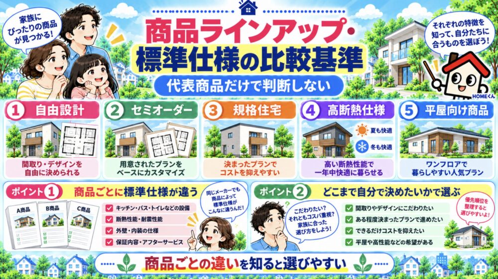 商品ラインアップ・標準仕様の比較基準