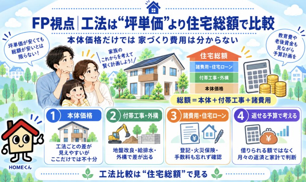 FP視点｜工法は「坪単価」より住宅総額で比較する