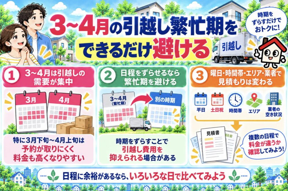 3~4月の引越し繁忙期をできるだけ避ける