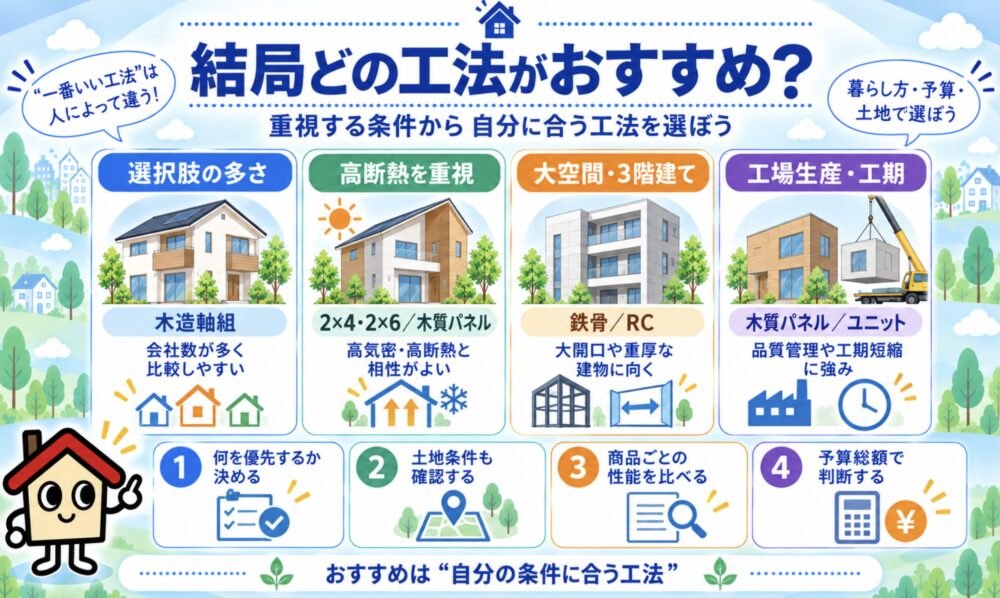 結局どの工法がおすすめ？重視する条件から選ぼう