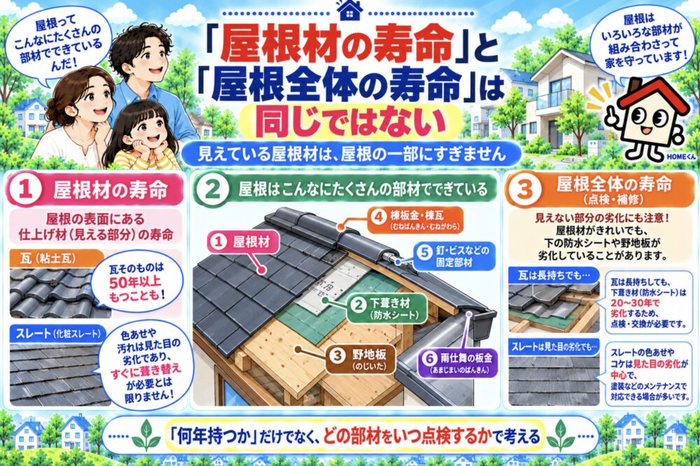 「屋根材の寿命」と「屋根全体の寿命」は同じではない