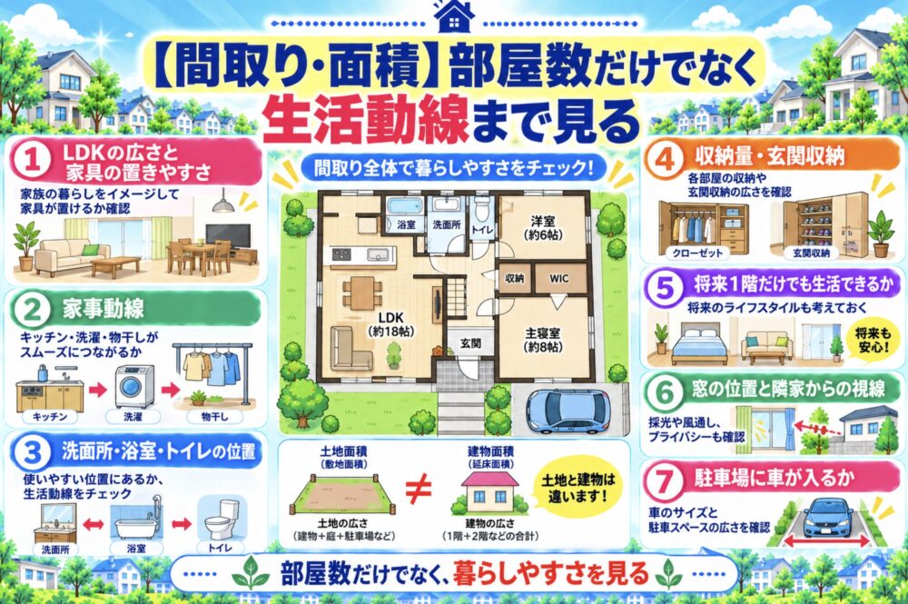 戸建てのチラシの見方・注意点【間取り・面積】部屋数だけでなく生活動線まで見る