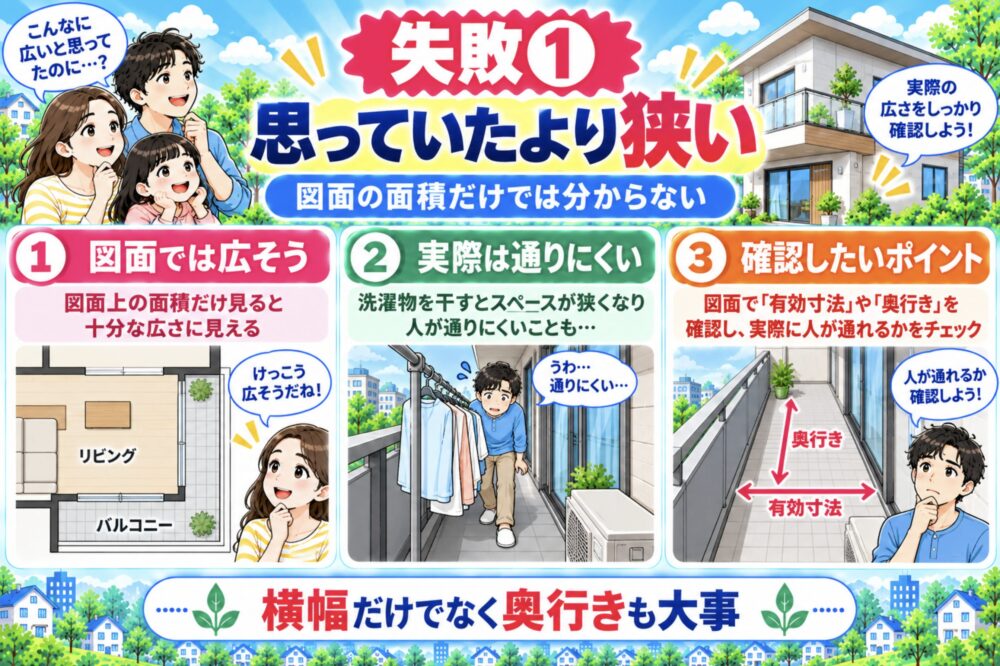 バルコニーの失敗①｜思っていたより狭い