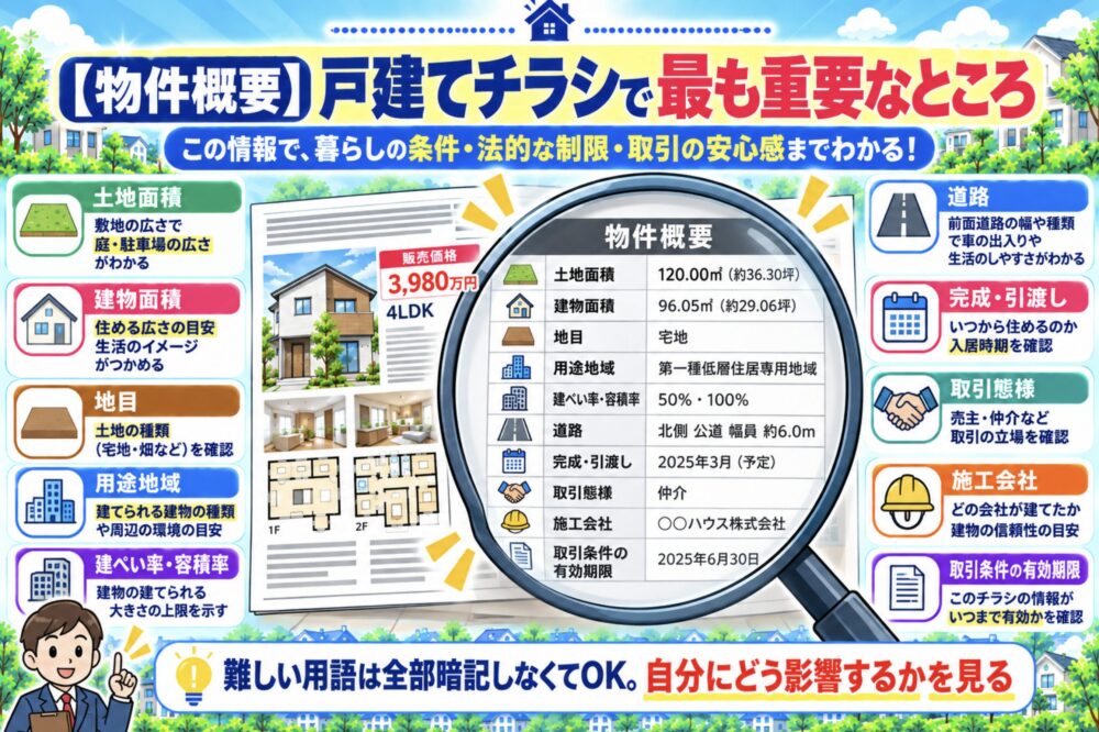 【物件概要】戸建てチラシで最も重要なところ