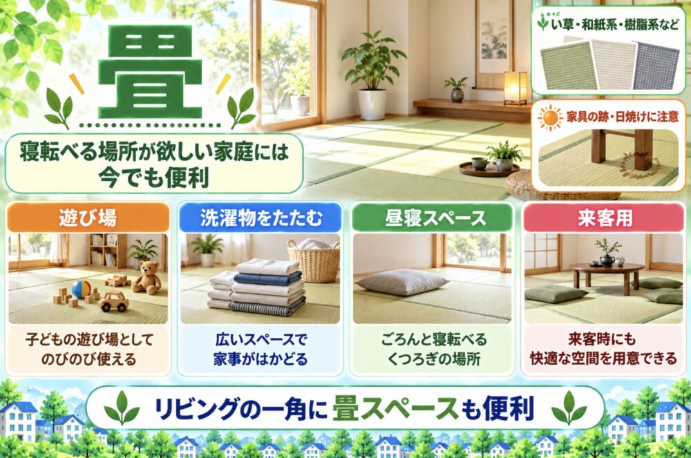 畳|寝転べる場所が欲しい家庭には今でも便利
