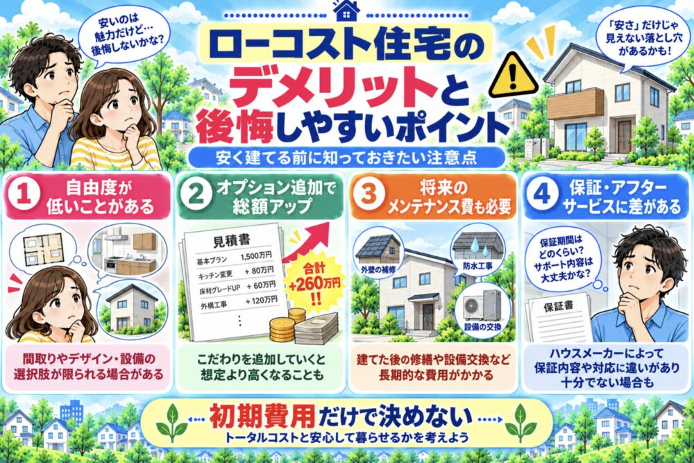 ローコスト住宅のデメリットと後悔しやすいポイント