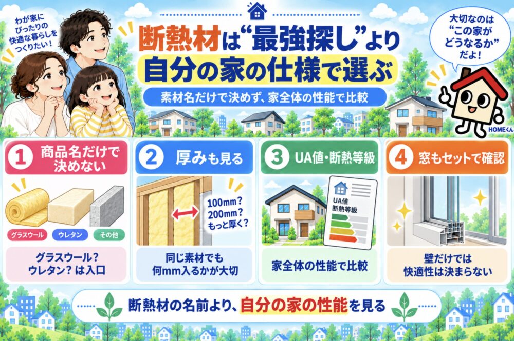 結論|断熱材は「どれが最強?」ではなく自分の家の仕様で選ぶ