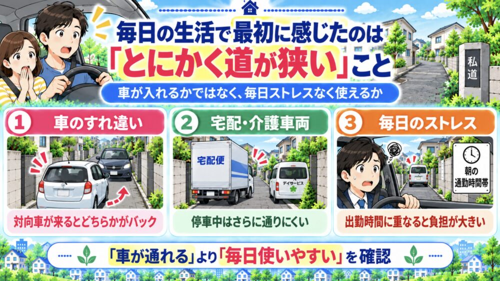 毎日の生活で最初に感じたのは「とにかく道が狭い」こと
