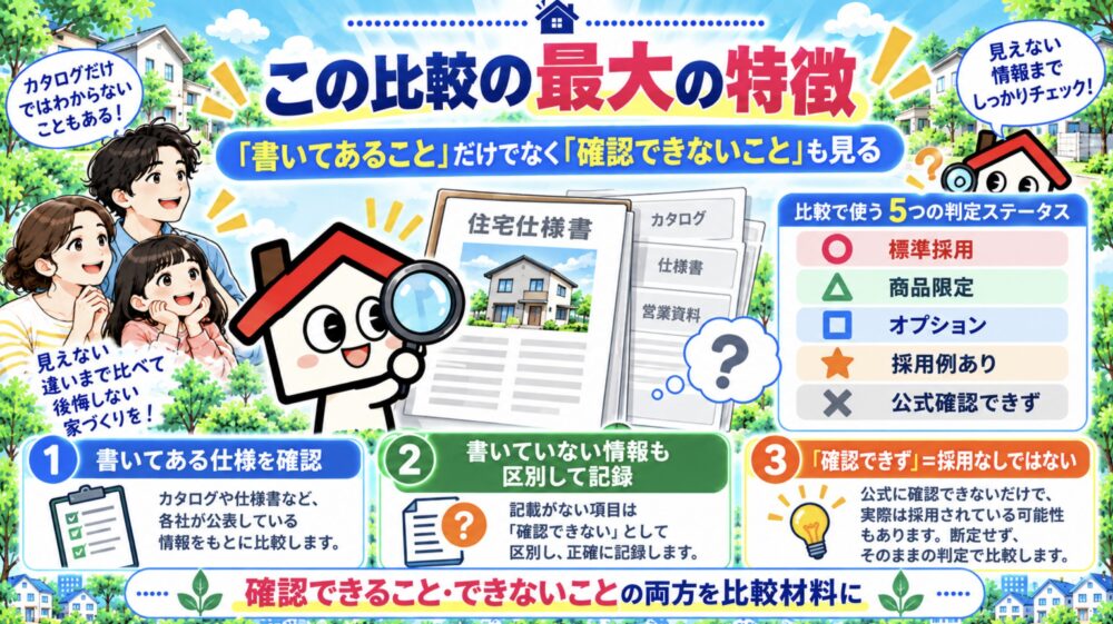 この比較の最大の特徴｜公式サイトに「書いてあること」だけでなく「確認できないこと」も見る