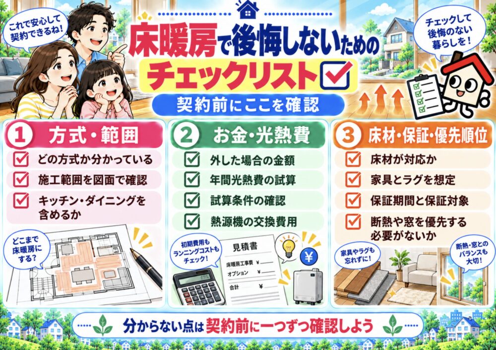 床暖房で後悔しないためのチェックリスト