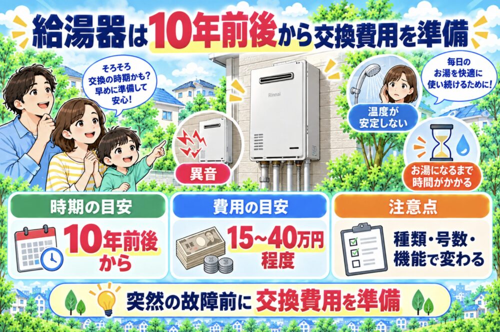 給湯器は10年前後から交換費用を準備