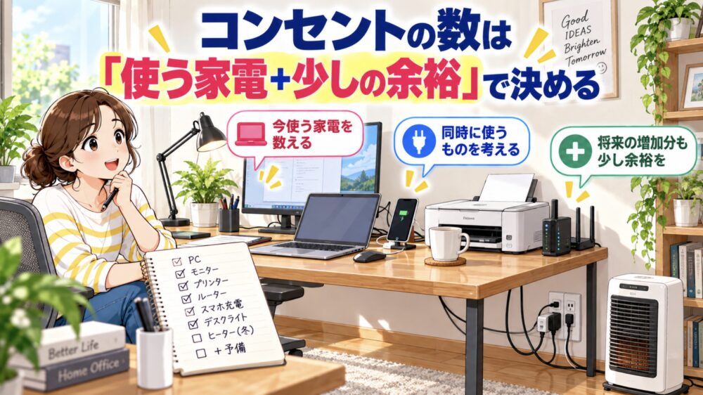 コンセントの数は「使う家電+少しの余裕」で決める